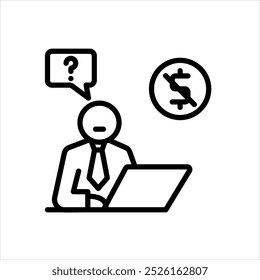 Vector black line icon for free consultation
