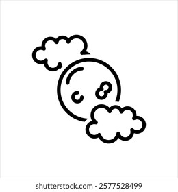 Vector black line icon for full moon