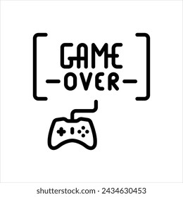 Vector black line icon for game over