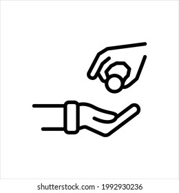 Vector black line icon for giving