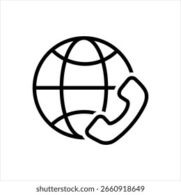Ícone de linha preta vetorial para comunicação global