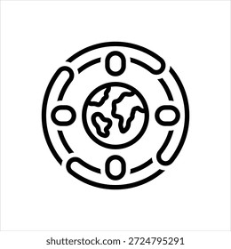 Vector black line icon for global synergy