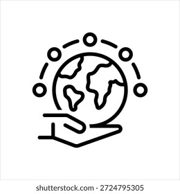 Ícone de linha preta vetorial para impacto global
