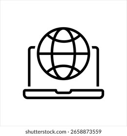 Ícone de linha preta vetorial do globo