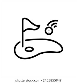 Vector black line icon for golf resort