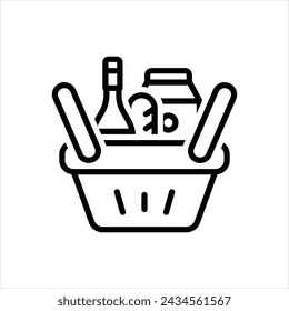Icono de línea negra vectorial para mercancías