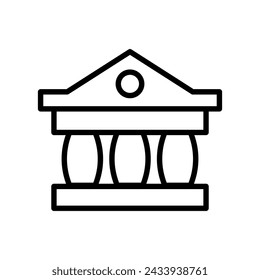 Vector black line icon government building isolated on white background