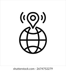 Ícone de linha preta vetorial para sinal gps