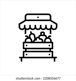 Vector black line icon for grocery
