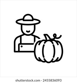 Vector black line icon for grower