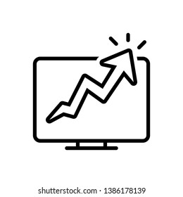 Vector black line icon for growth traffic
