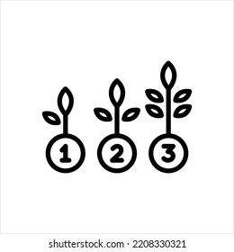 Vector black line icon for growth