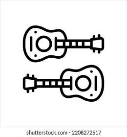 Vector black line icon for guitars