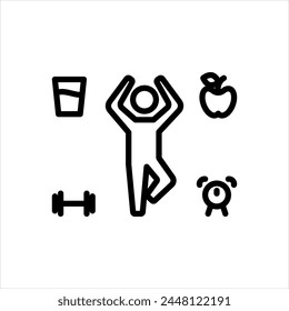 Vector black line icon for habits