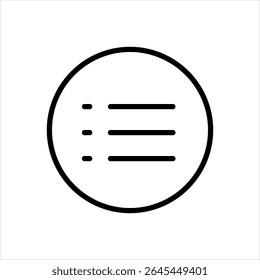 Icono de línea negra de Vector para el menú de hamburguesa