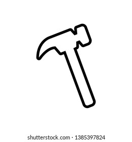 Vector black line icon for hammer