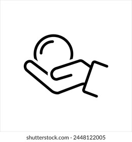 Vector black line icon for handful