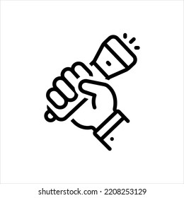 Vector black line icon for handheld