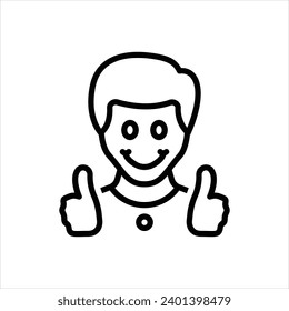 Vector black line icon for happy