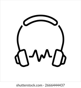 Ícone de linha preta vetorial para fone de ouvido