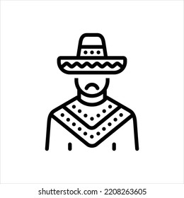 Vector black line icon for hispanic