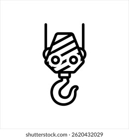 Vector black line icon for hoist