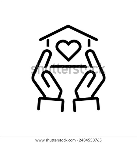 Vector black line icon for home care