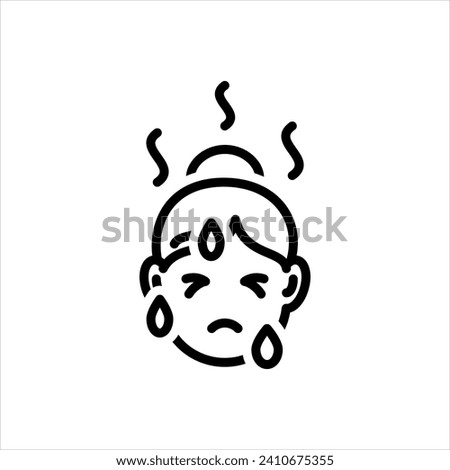 Vector black line icon for hot flashes