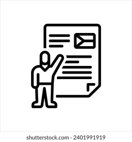 Vector black line icon for human right
