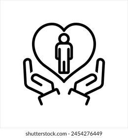 Icono de línea negra de Vector para recursos humanos