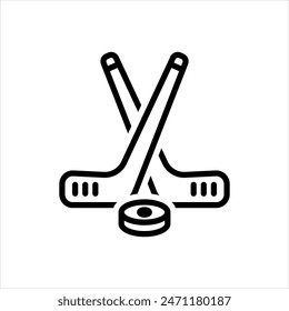 Vector black line icon for ice hockey