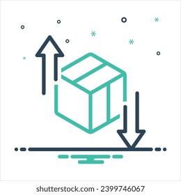 Vector black line icon for import export