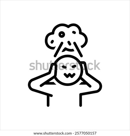 Vector black line icon for impulse control disorder