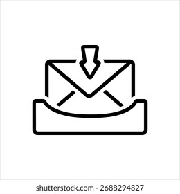 Icono de línea negra de Vector para la Bandeja de entrada