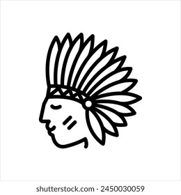 Vector black line icon for 
indigenous