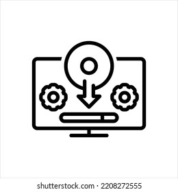 Vector black line icon for install