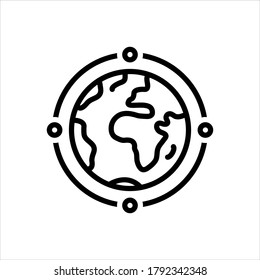 Vector black line icon for international