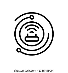Vector black line icon for internet