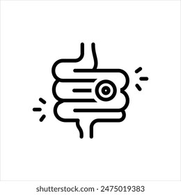 Vector black line icon for intestine sickness
