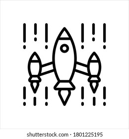 Vektorschwarze Linie Symbol für Invasion