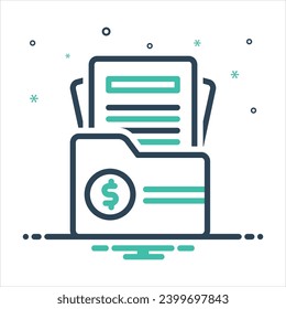 Vector black line icon for invoice