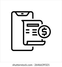 Vector black line icon for invoice