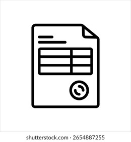 Vector black line icon for invoice
