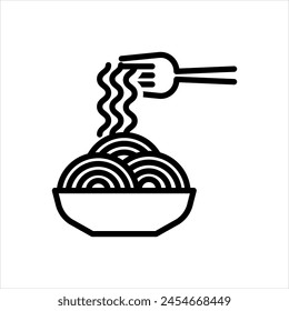 Icono de línea negra de Vector para plato italiano