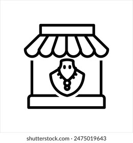 Vector black line icon for jewelry store