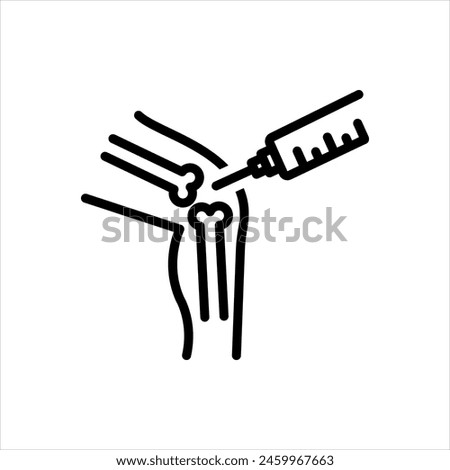Vector black line icon for joint injection