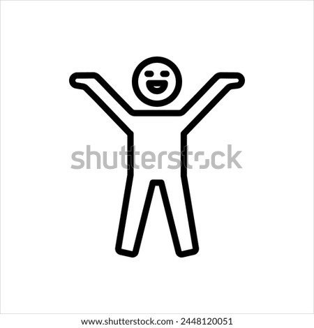 Vector black line icon for joy 