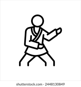 Vector black line icon for karate