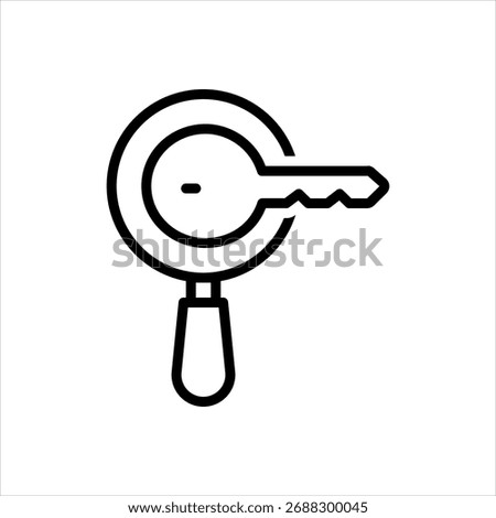 Vector black line icon for keyword research
