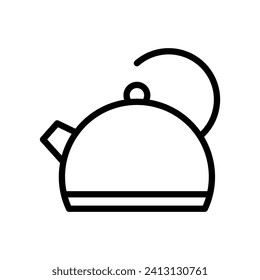 Vector black line icon kitchen kettle isolated on white background